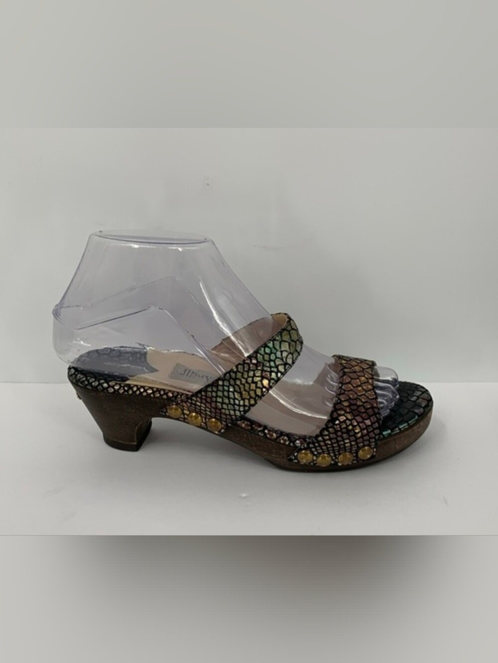 Jimmy Choo Metallic Multi-Color Snake-Embossed Slide Sandal - Women Size 6